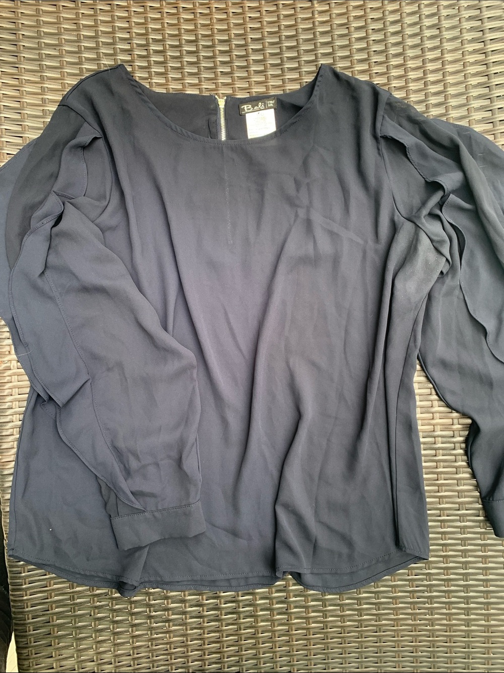 Bali Navy Ruffle-Sleeve Blouse
